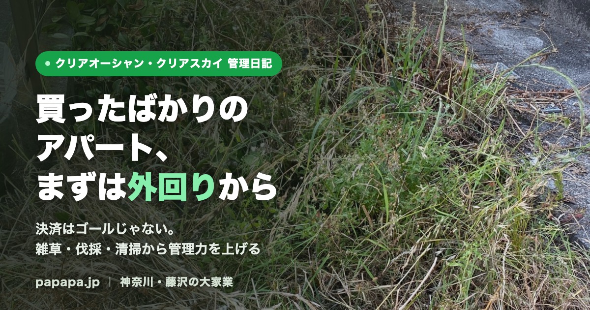 買ったばかりのアパート、まずは外回りから — クリアオーシャン・クリアスカイ管理日記